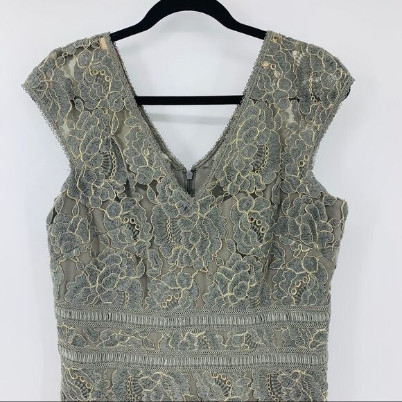 Tadashi Shoji Dress Metallic‎ Lace Sz 10 - Picture 2 of 9